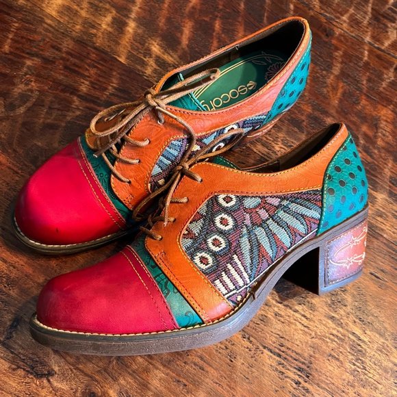 Socofy Shoes - Socofy Lace Up Boho Leather Heeled Shoes 39